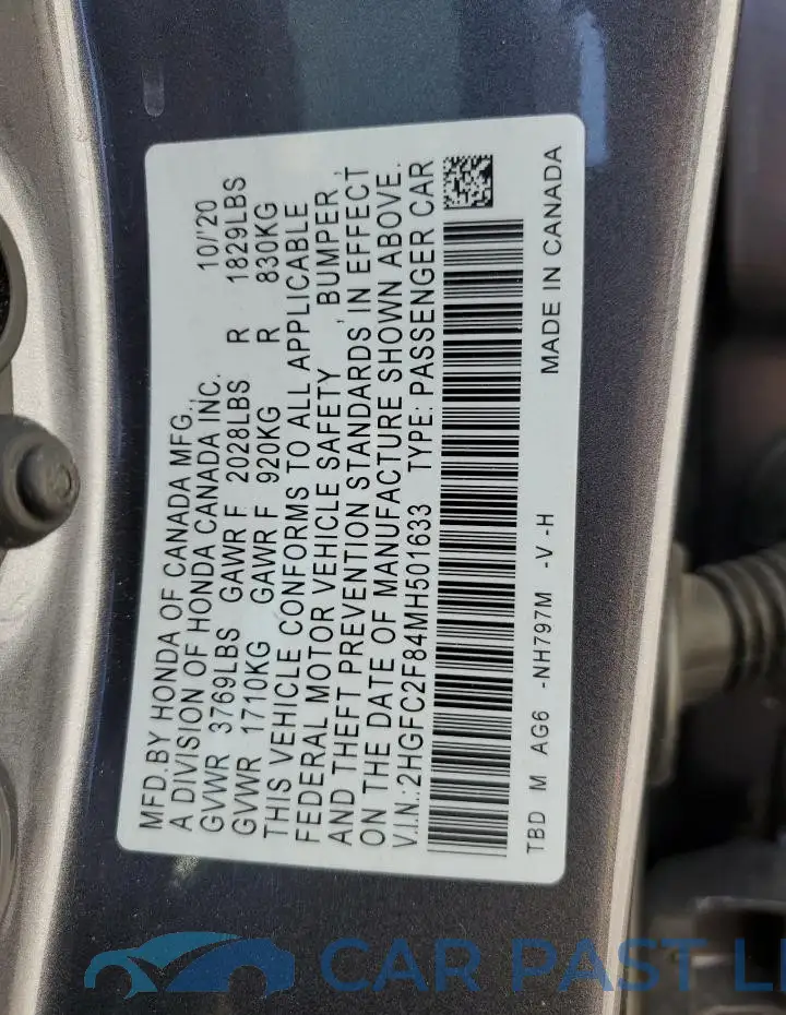 2HGFC2F84MH501633# 12