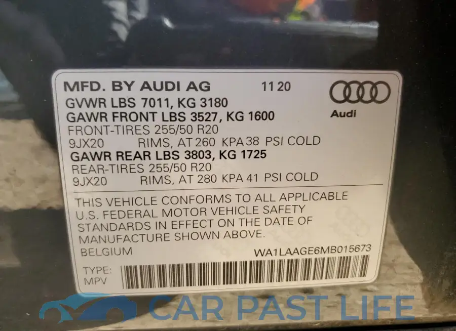 WA1LAAGE6MB015673# 12