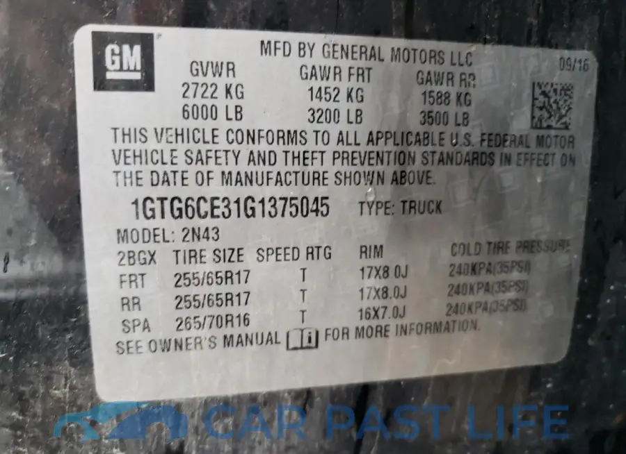 1GTG6CE31G1375045# 12
