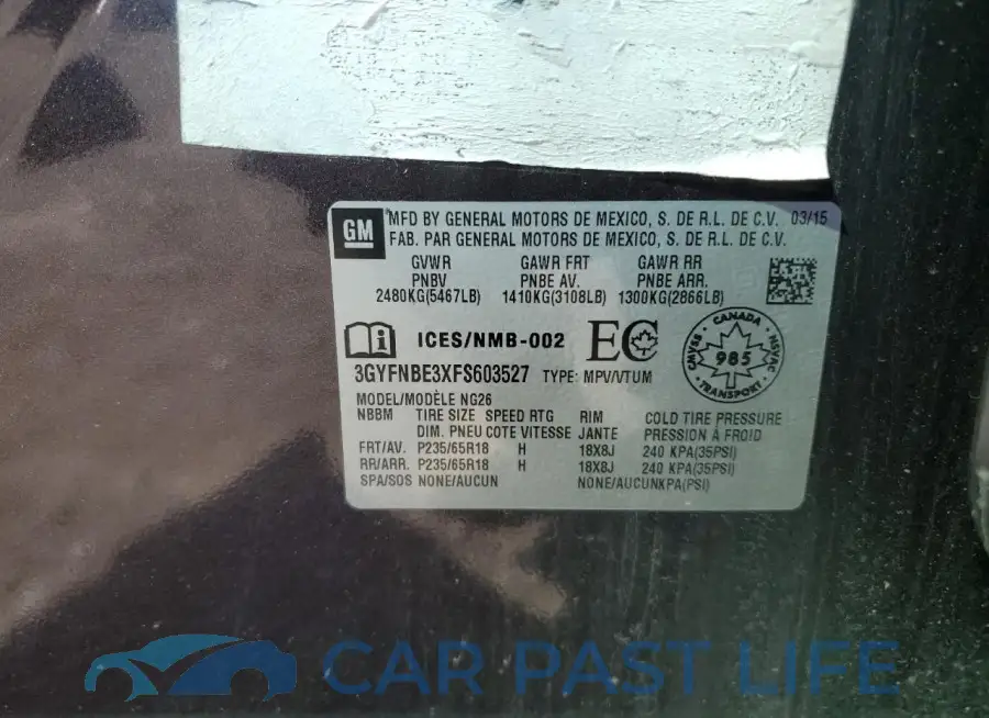 3GYFNBE3XFS603527# 13