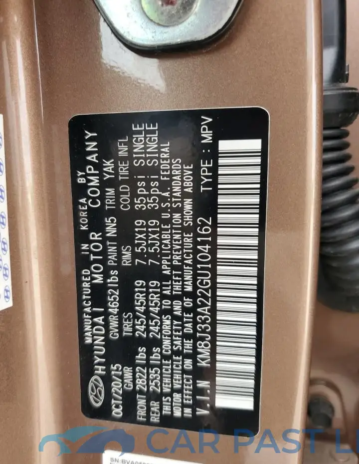 KM8J33A22GU104162# 13