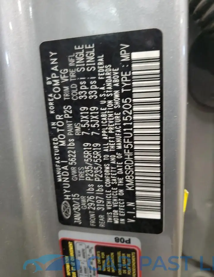 KM8SRDHF5FU115205# 12