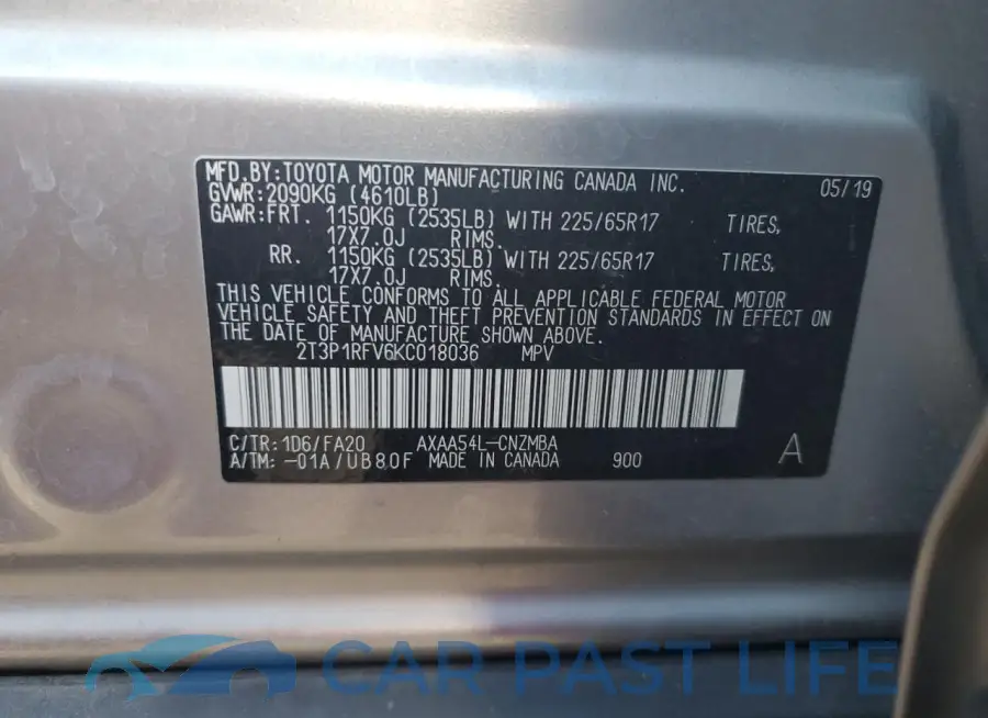 2T3P1RFV6KC018036# 12