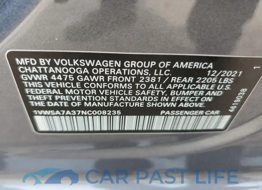 1VWSA7A37NC008235# 12
