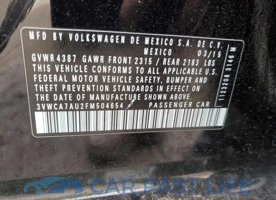 3VWCA7AU2FM504654# 13