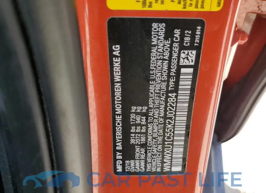 WMWXU1C55K2J02284# 12