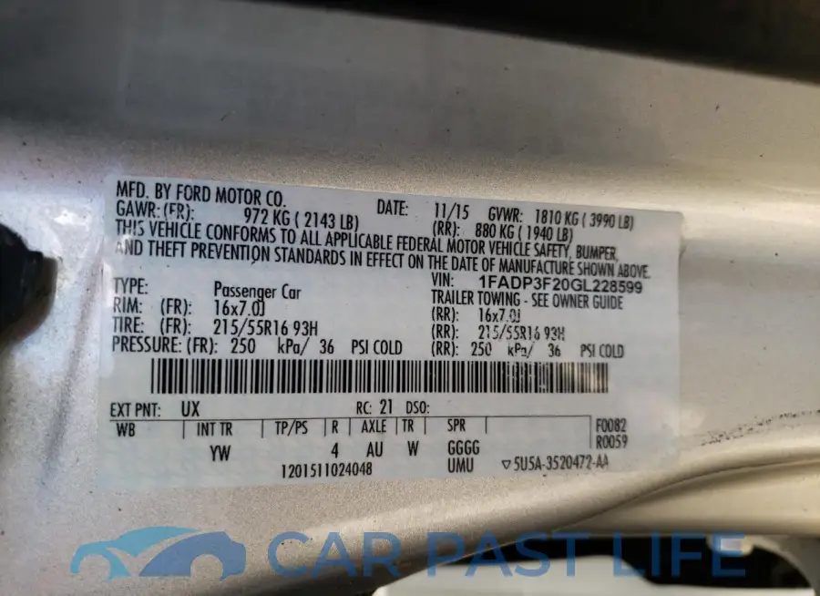1FADP3F20GL228599# 13