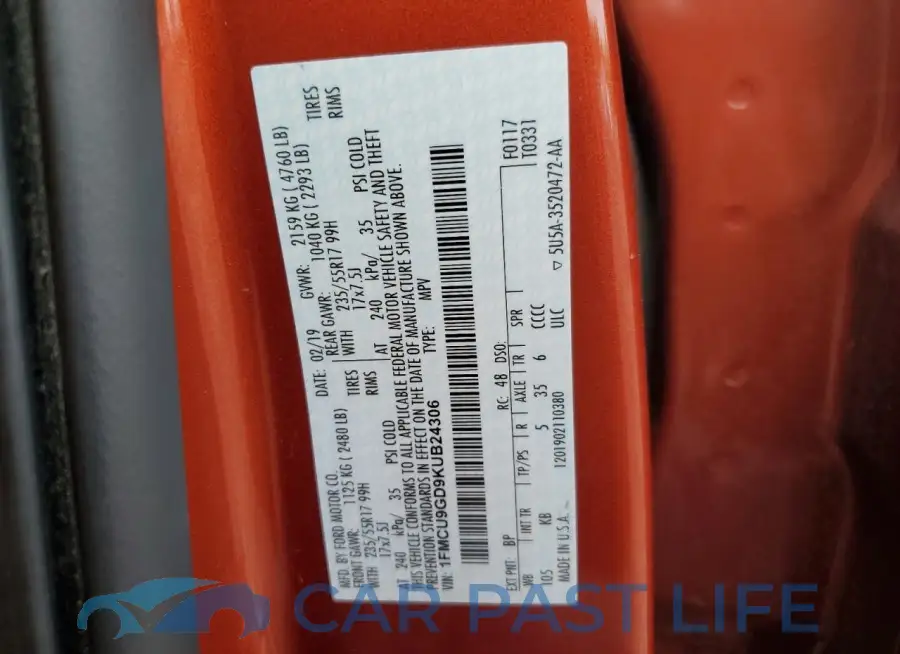 1FMCU9GD9KUB24306# 12