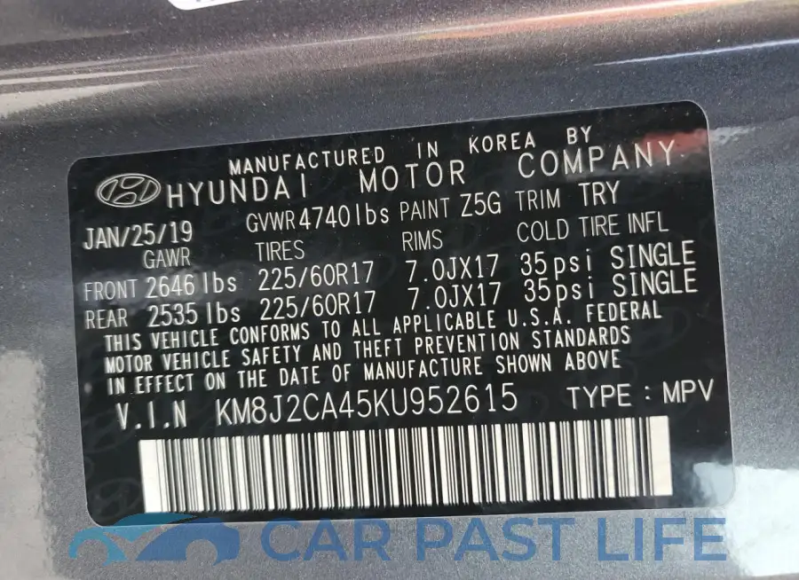 KM8J2CA45KU952615# 12
