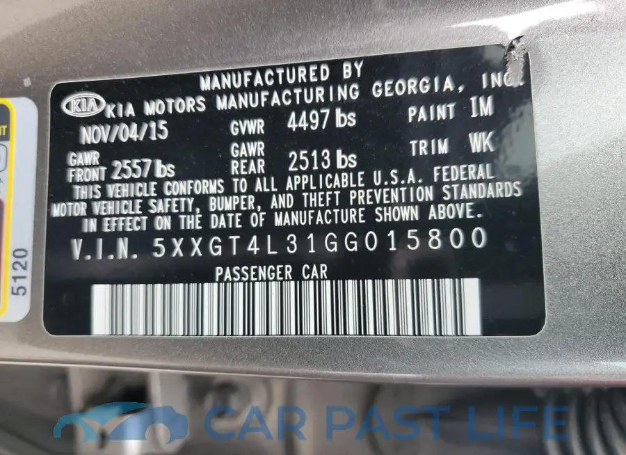 5XXGT4L31GG015800# 13
