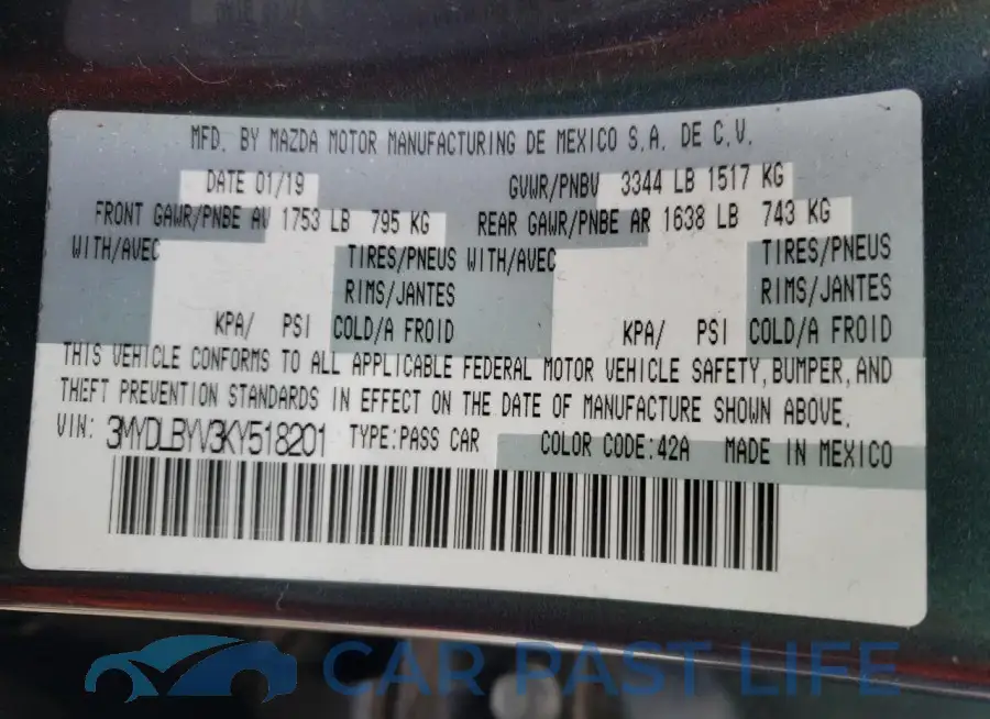 3MYDLBYV3KY518201# 12