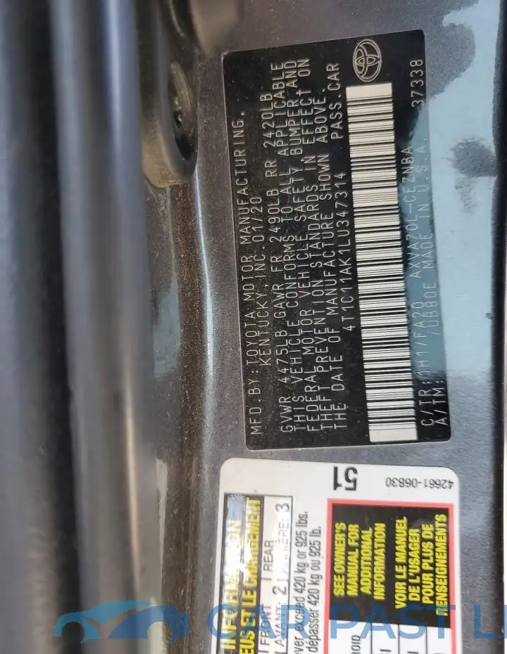 4T1C11AK1LU347314# 12