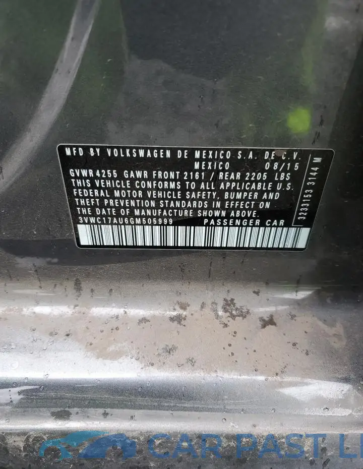 3VWC17AU6GM505999# 12