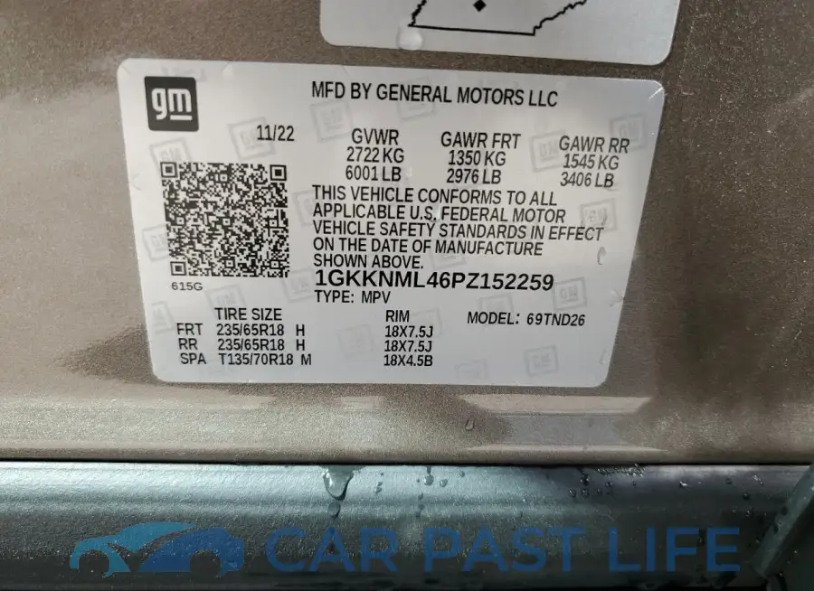1GKKNML46PZ152259# 13