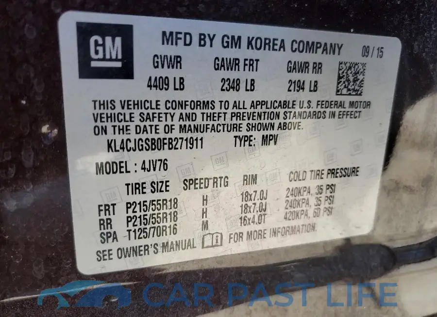 KL4CJGSB0FB271911# 12