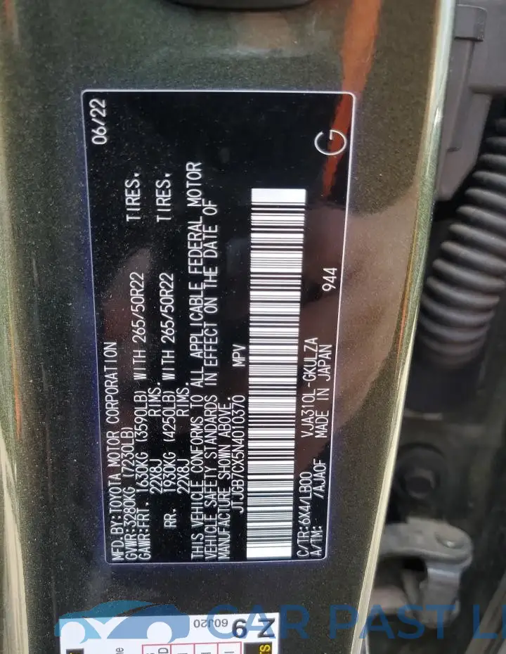 JTJGB7CX5N4010370# 13