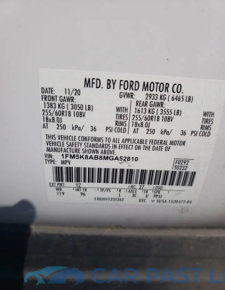 1FM5K8AB8MGA52810# 13