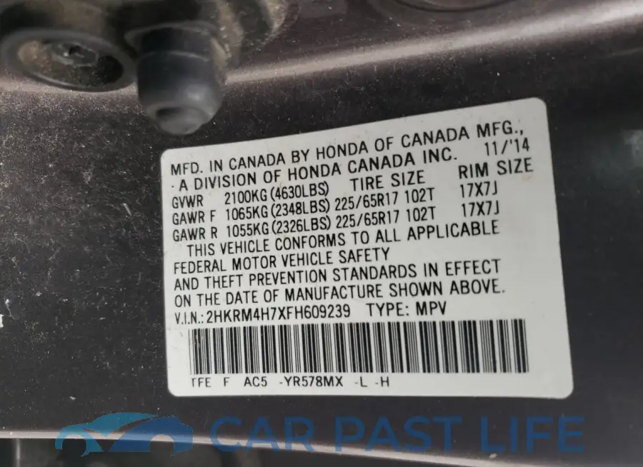 2HKRM4H7XFH609239# 12