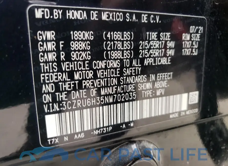 3CZRU6H35NM702035# 13