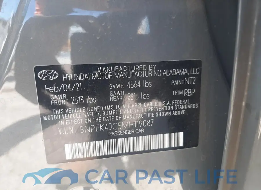 5NPEK4JC5MH119087# 12