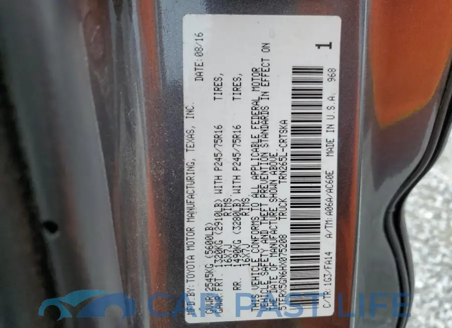 5TFRX5GN6HX075208# 12