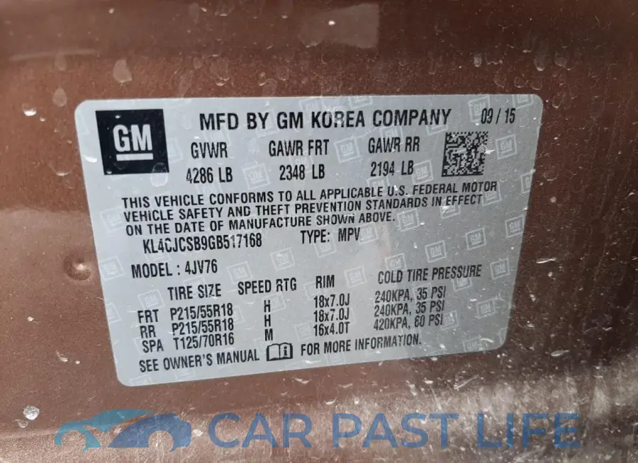 KL4CJCSB9GB517168# 13