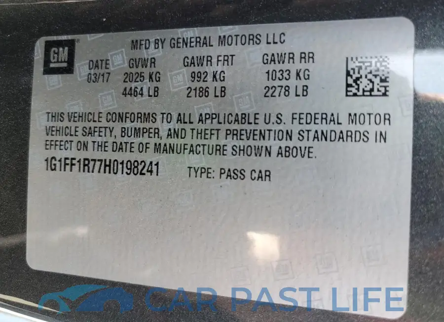 1G1FF1R77H0198241# 12