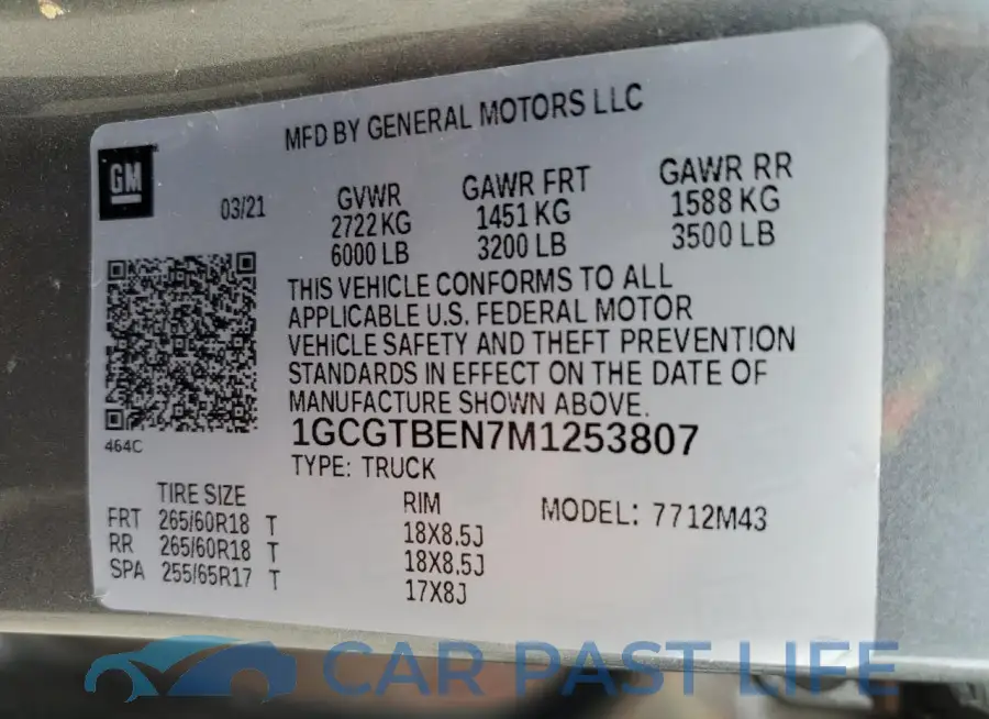 1GCGTBEN7M1253807# 13