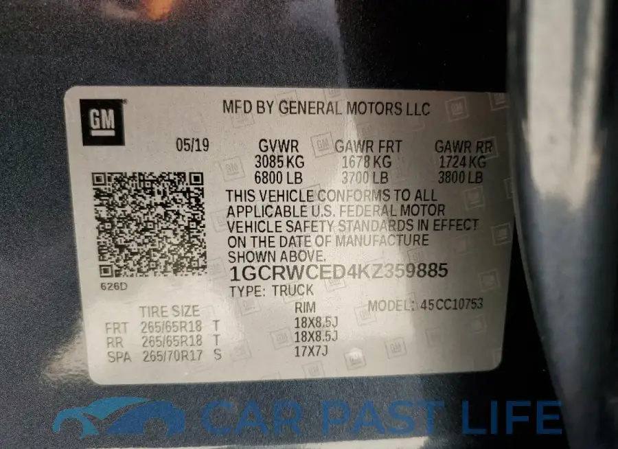 1GCRWCED4KZ359885# 13