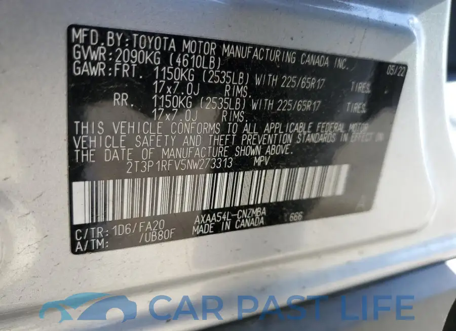 2T3P1RFV5NW273313# 12