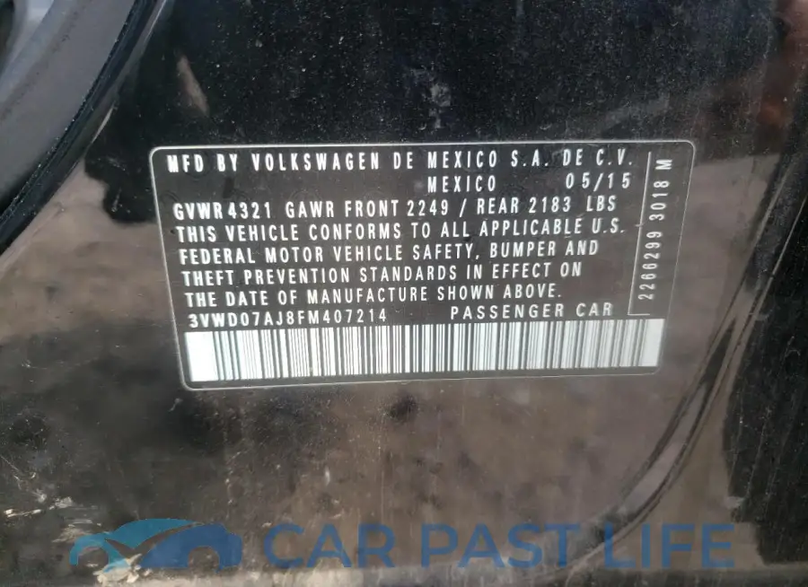 3VWD07AJ8FM407214# 12