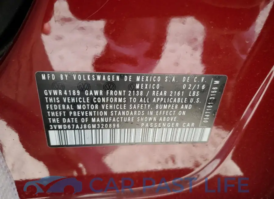 3VWD67AJ8GM320896# 13