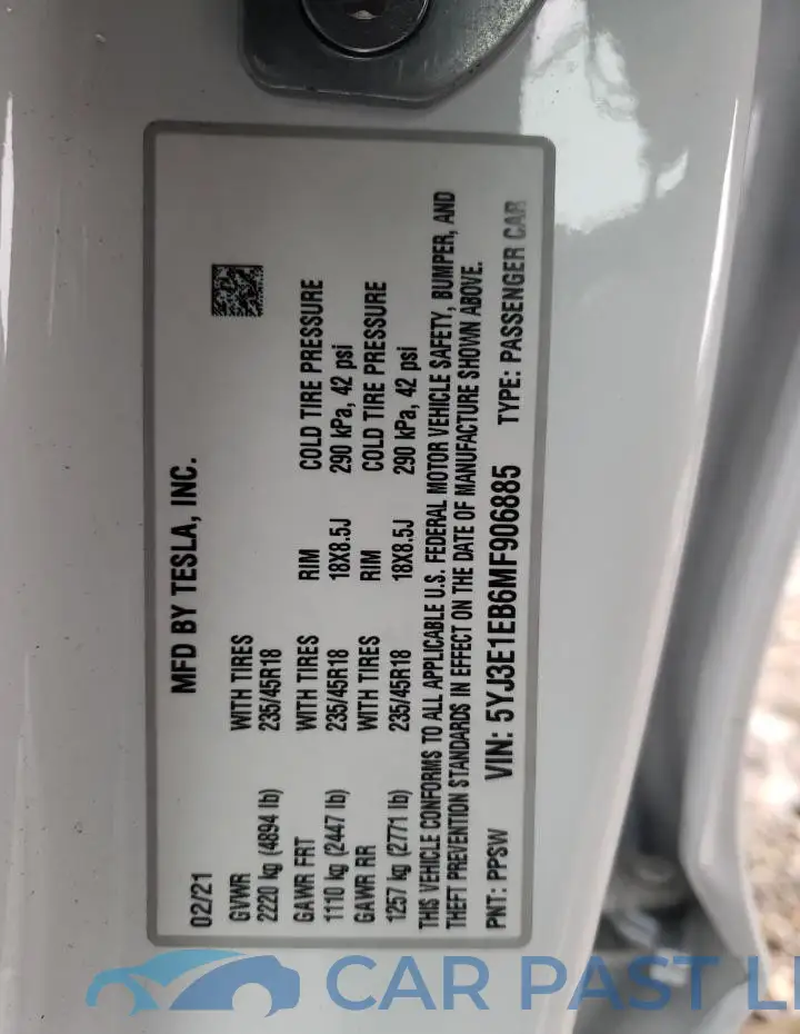 5YJ3E1EB6MF906885# 12