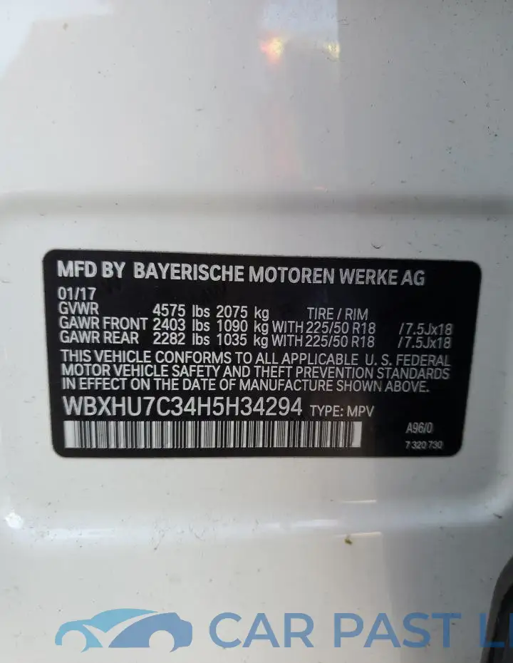 WBXHU7C34H5H34294# 13