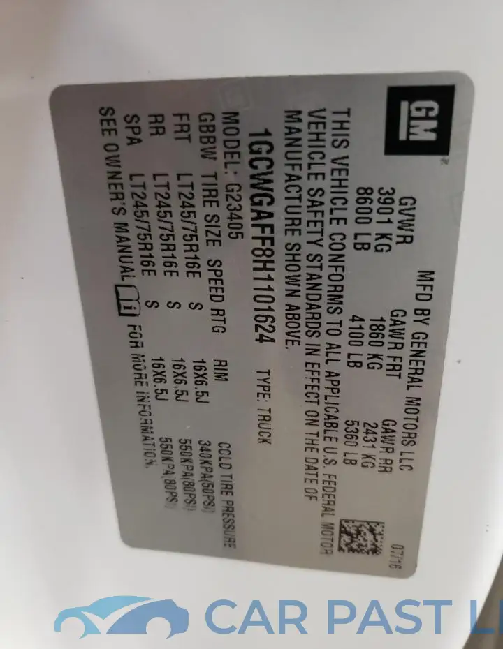 1GCWGAFF8H1101624# 13