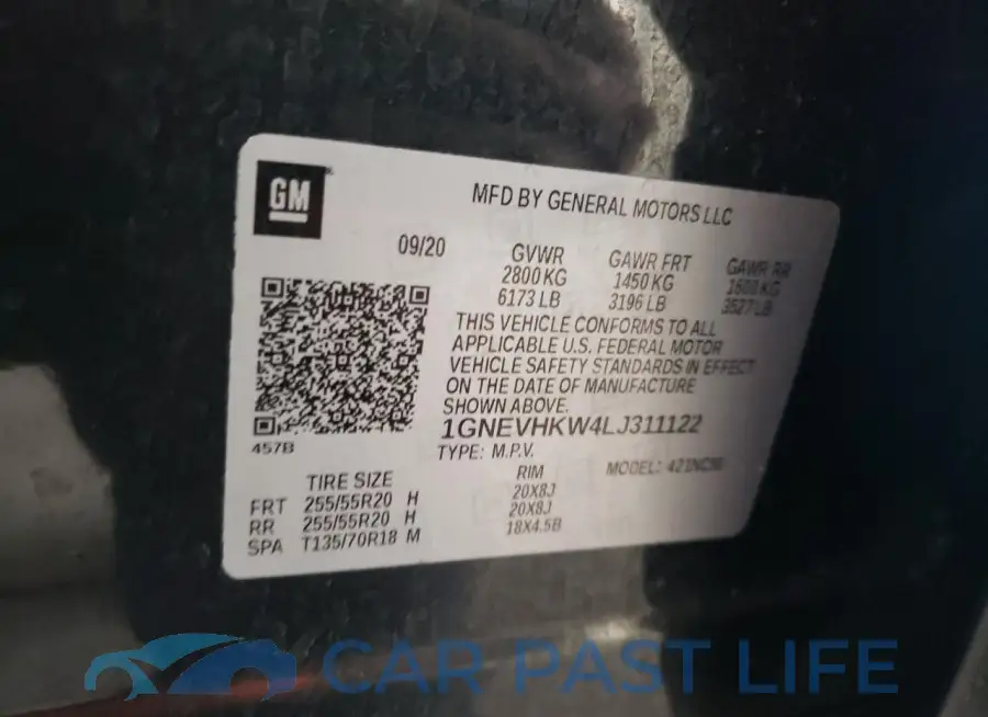 1GNEVHKW4LJ311122# 12
