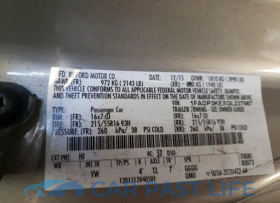 1FADP3KEXGL237987# 12