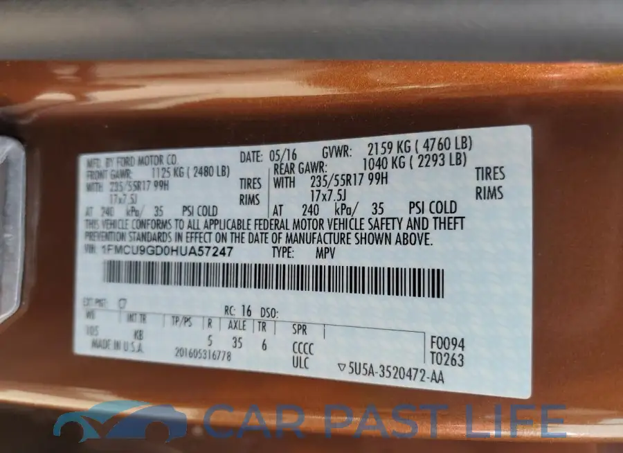 1FMCU9GD0HUA57247# 13
