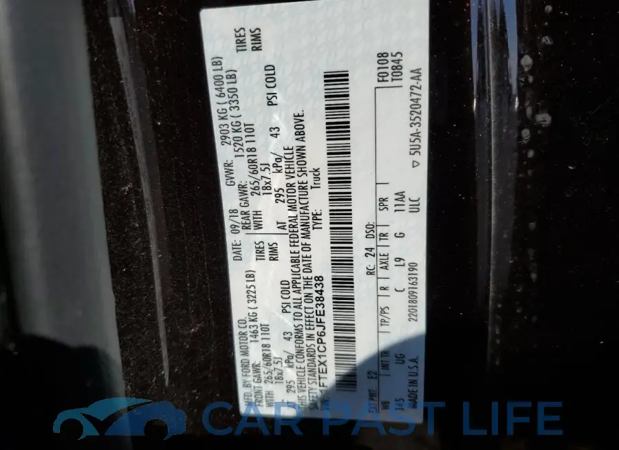 1FTEX1CP6JFE38438# 12