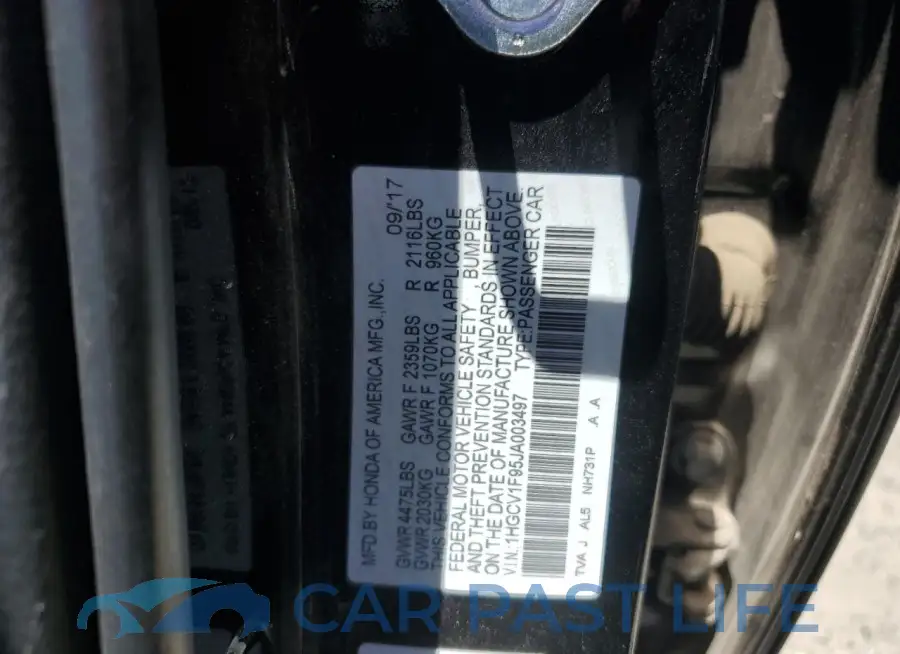 1HGCV1F95JA003497# 12
