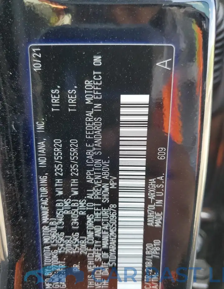 5TDYARAH2MS509678# 14