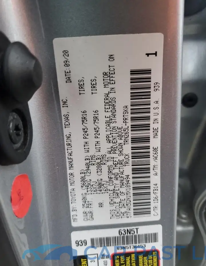 5TFAX5GN1MX189494# 13
