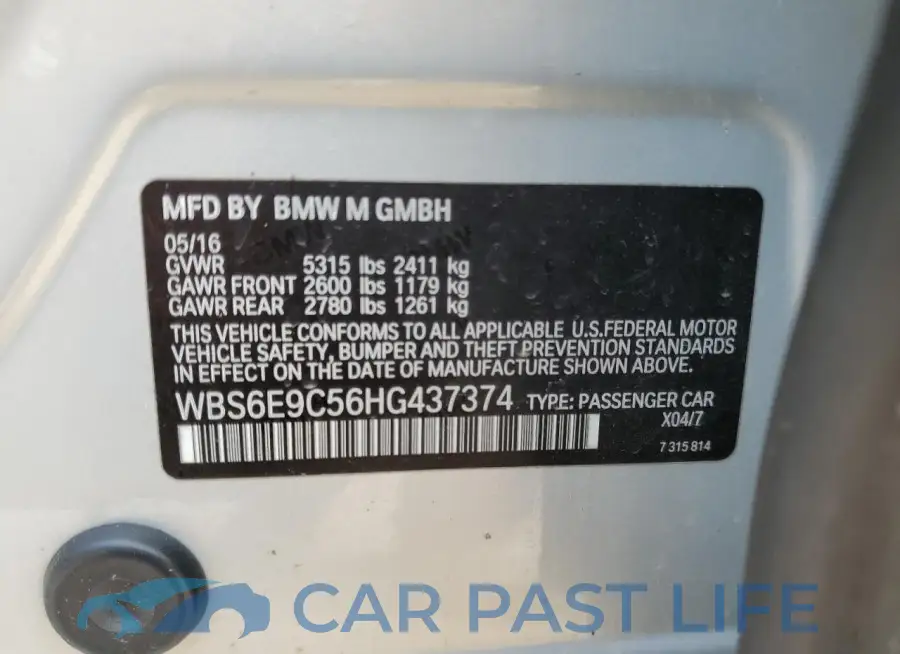 WBS6E9C56HG437374# 13