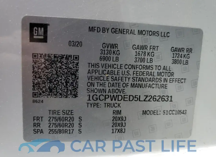 1GCPWDED5LZ262631# 12