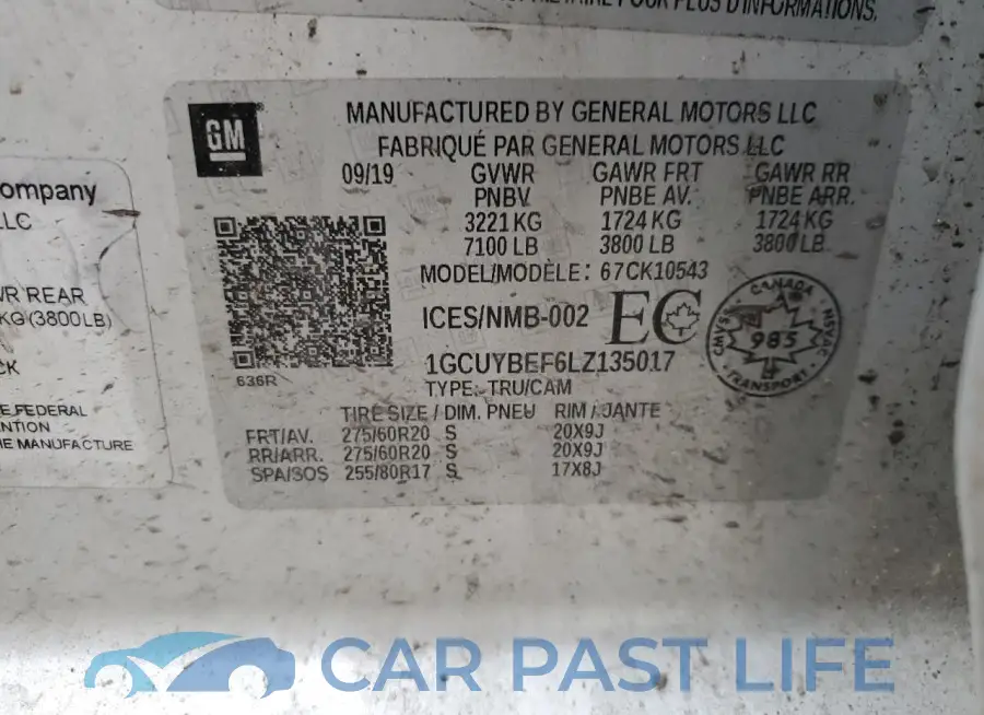 1GCUYBEF6LZ135017# 12