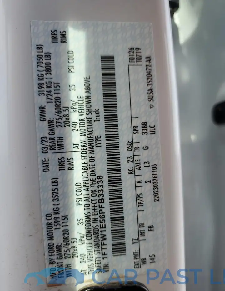 1FTFW1E56PFB33338# 12