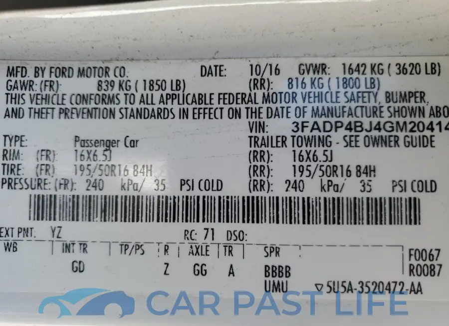 3FADP4BJ4GM204145# 12