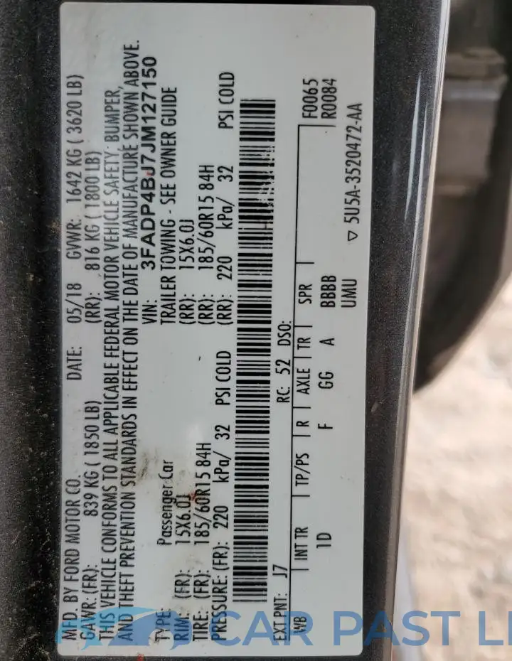 3FADP4BJ7JM127150# 12