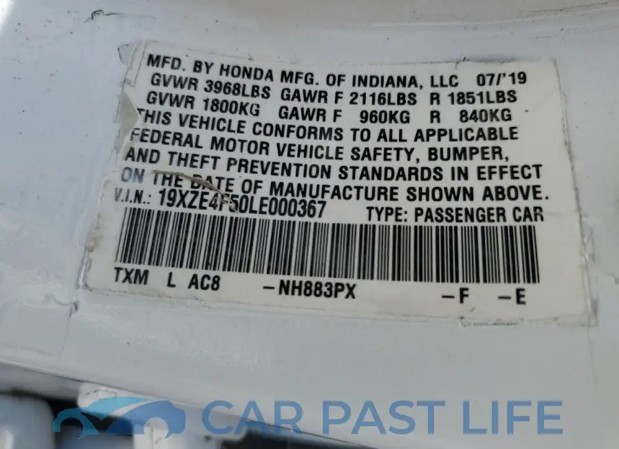 19XZE4F50LE000367# 12