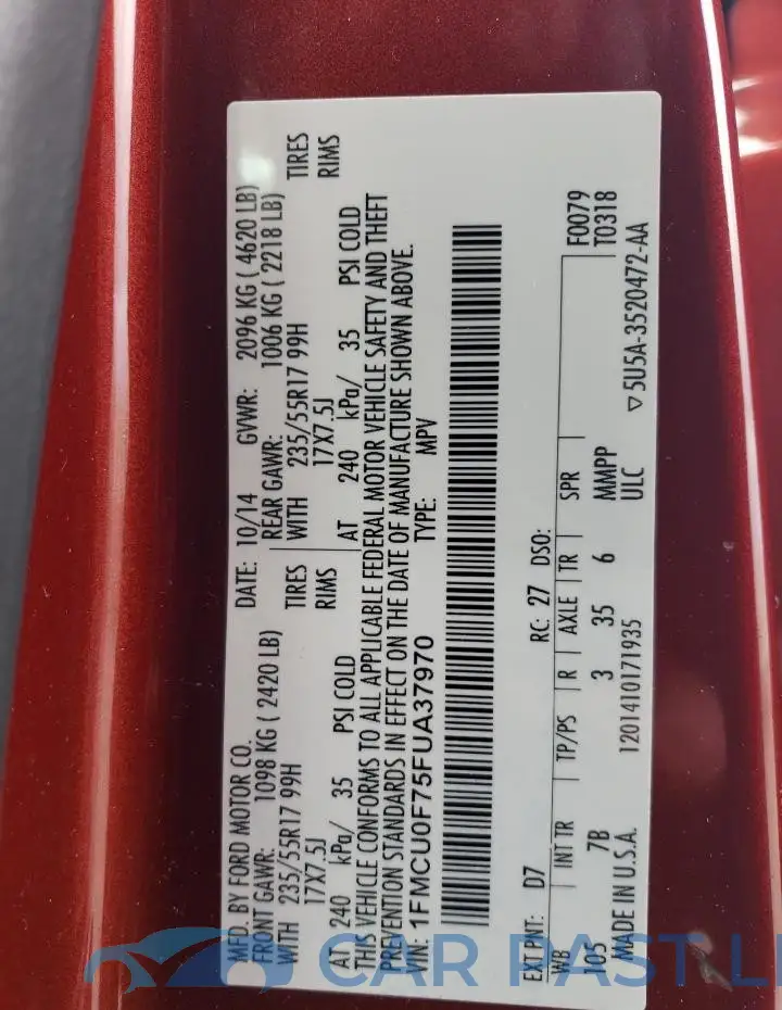 1FMCU0F75FUA37970# 13